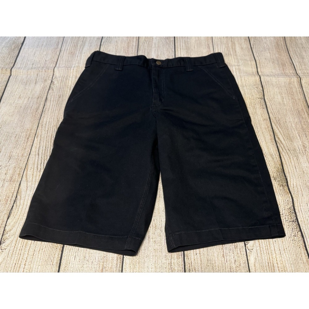 Mens Carhartt Long Black Dress Casual Canvas Shorts Cargo Pocket Sz 34 Tb19